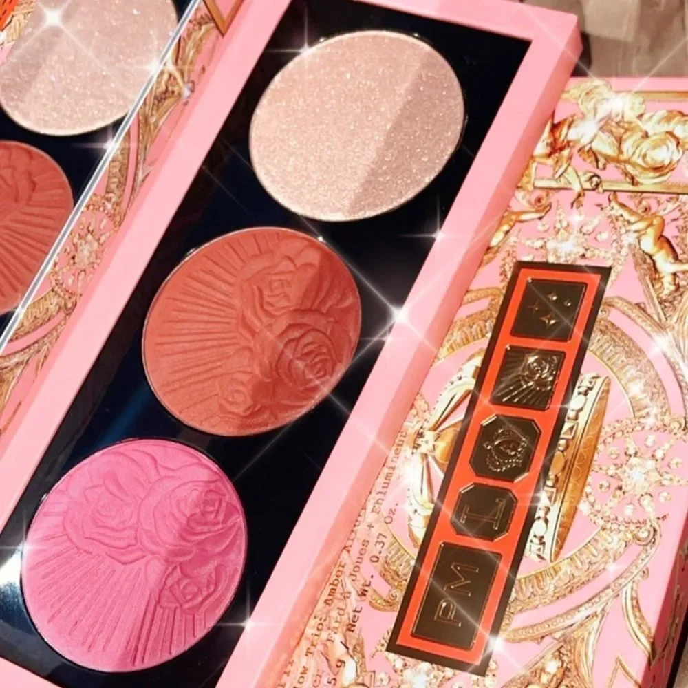 Pat Mcgrath Blush and Highlighter Trio Palette Pink, Coral, Champagne